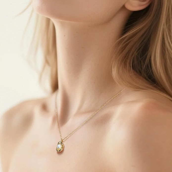 Pearl Necklaces for Women,Charm Choker Necklaces with Natural Freshwater Cultured Pearls,Dainty Pendants Necklaces Daily Wear or Fashion Gift for Women