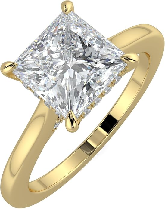 14K and 18K White Yellow and Rose Gold Lab Grown Diamond Solitaire Engagement Ring for Women, 4 Prong Rings for Wedding and Valentine Gift 1 to 2 Carat TW (Color E-F, Clarity VVS-VS)