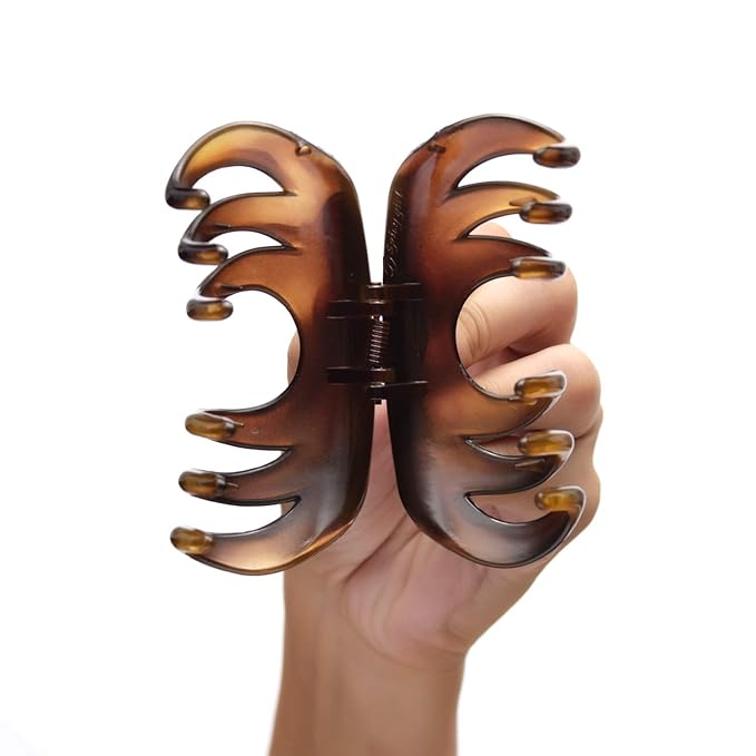 Youxuan 4 Inch Hair Claw for Women, Pretty Clip, Grip for Thick Hair, Coffee