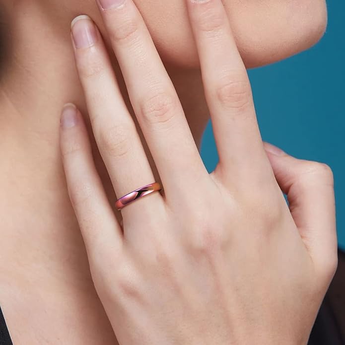 TRUMIUM 2mm 4mm 6mm 8mm Tungsten Wedding Band Ring for Men Women Gold/Rose Gold/Silver Domed High Polish Comfort Fit 4-15