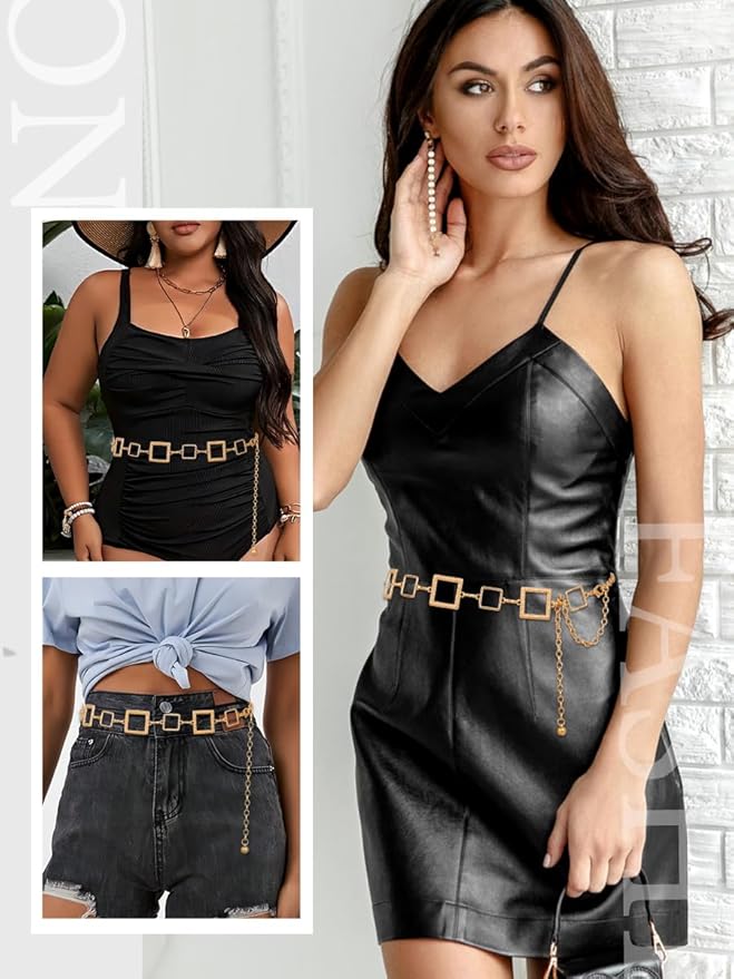 FIORETTO Chain Belts for Women Fashion Metal Waist Chain Chunky Belts for Dresses Jeans