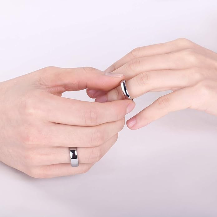 TRUMIUM 2mm 4mm 6mm 8mm Tungsten Wedding Band Ring for Men Women Gold/Rose Gold/Silver Domed High Polish Comfort Fit 4-15