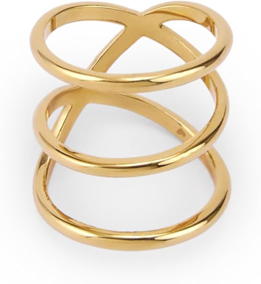 Hey Harper Gold Ring for Women - Gold Plated Stacking Waterproof & Sweatproof Jewerly Ring - Everday Non Tarnish Cute Fashion Circle Rings