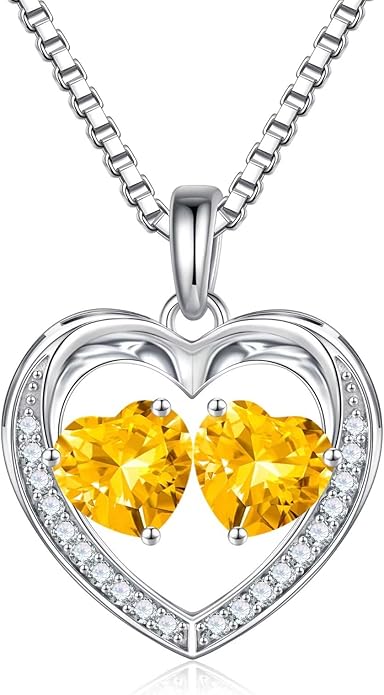 Iefil Birthstone Jewelry for Women - 925 Sterling Silver Birthstone Necklace, Anniversary Birthday Gifts for Women, Jewelry Gifts for Her Wife Mom Daughter