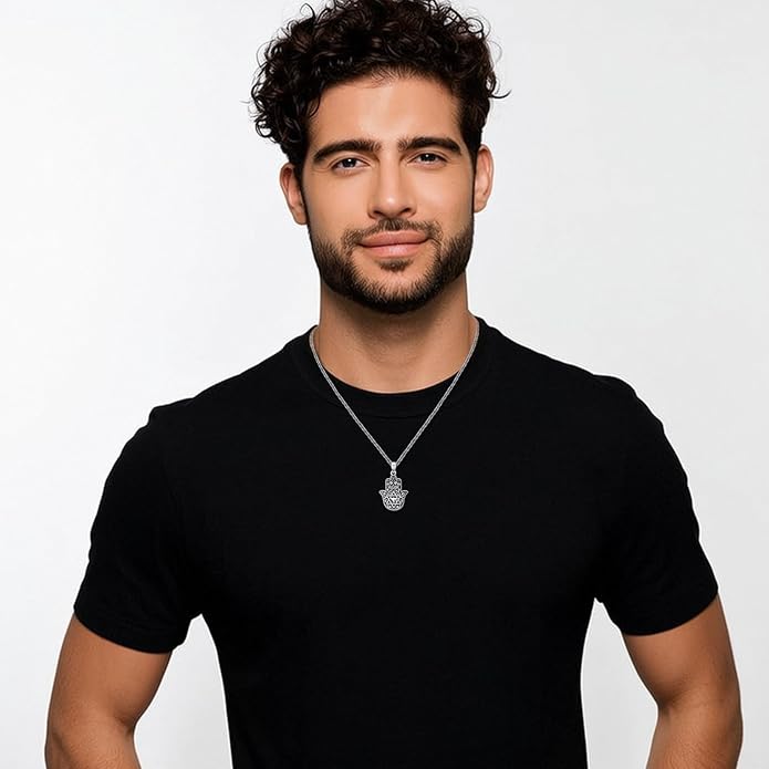 Hamsa Necklace 925 Sterling Silver Evil Eye/Lotus Flower/Star of David/Chai/Yin Yang Hamsa Hand Pendant Jewelry Hand of Fatima Gifts for Women