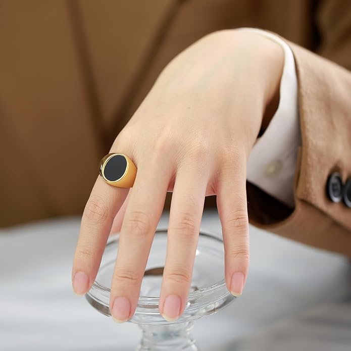 Stainless Steel Round Shape Classical Simple Plain Wedding Engagement Statement Pinky Band Signet Rings for Men Women Size 4-15