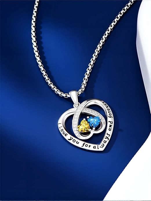 Birthstone Necklaces for Women I Love You for Always and Forever Heart Pendant Necklace Anniversary Jewelry Christmas Valentine Mothers Day Birthday Gifts for Her Wife Girlfriend