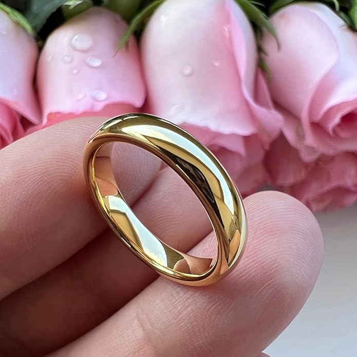 4mm 6mm 8mm 10mm Silver/Gold/White Tungsten Rings for Men Women Couple Fashion Jewelry Anniversary Engagement Wedding Bands Domed Polished I Love You Engraved Comfort Fit