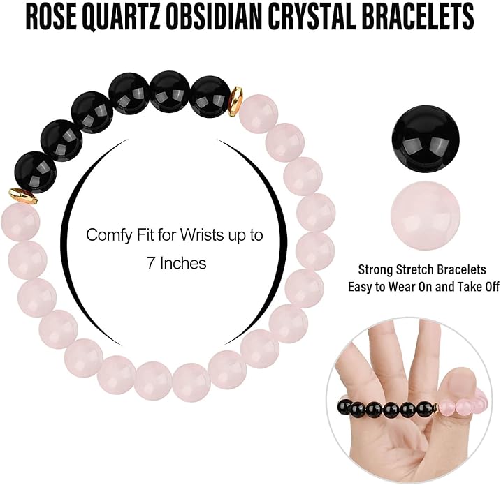HOZEAL Rose Quartz Pink Opal Peru Crystal Bracelet, Love Friendship Crystal Stone Chakra Bracelet, Business Money Energy Wealth Good Luck Prosperity Feng Shui Beaded Bracelet for Men Women