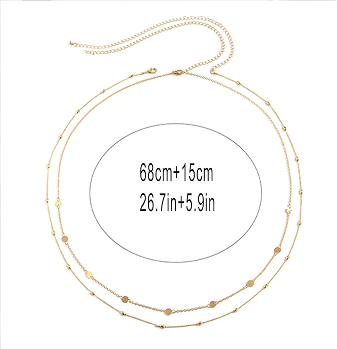 Body Chain for Women 14K Gold Plated Waist Beads Chain Gold Belly Belt Body Chains Waterproof Adjustable Sexy Bikini Beach Body Jewelry Daily Belts Gifts for Women 26.5-33Inch