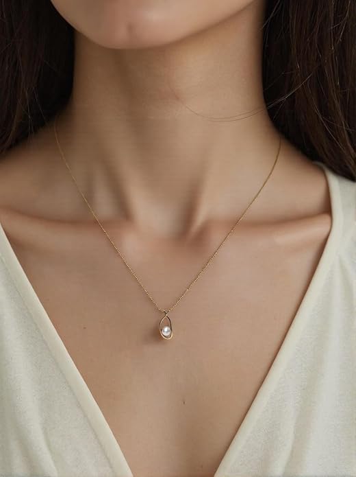 Pearl Necklaces for Women,Charm Choker Necklaces with Natural Freshwater Cultured Pearls,Dainty Pendants Necklaces Daily Wear or Fashion Gift for Women