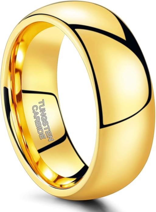 TRUMIUM 2mm 4mm 6mm 8mm Tungsten Wedding Band Ring for Men Women Gold/Rose Gold/Silver Domed High Polish Comfort Fit 4-15