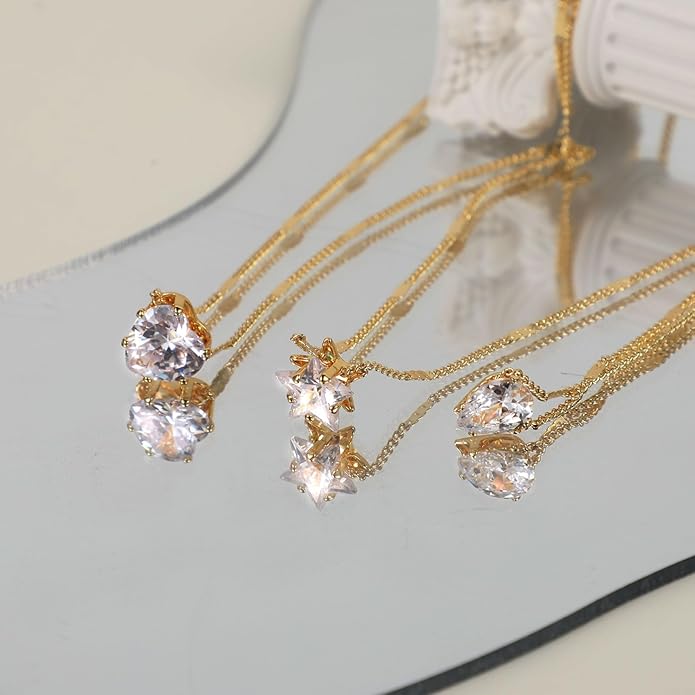 ASCOMY Layered Necklaces for Women Dainty Gold Necklace 14K Gold Plated Herringbone Necklace for Women Pearl Cross Necklace Paperclip Cuban Figaro Rope Satellite Chain Gold Choker Trendy Jewelry Gift