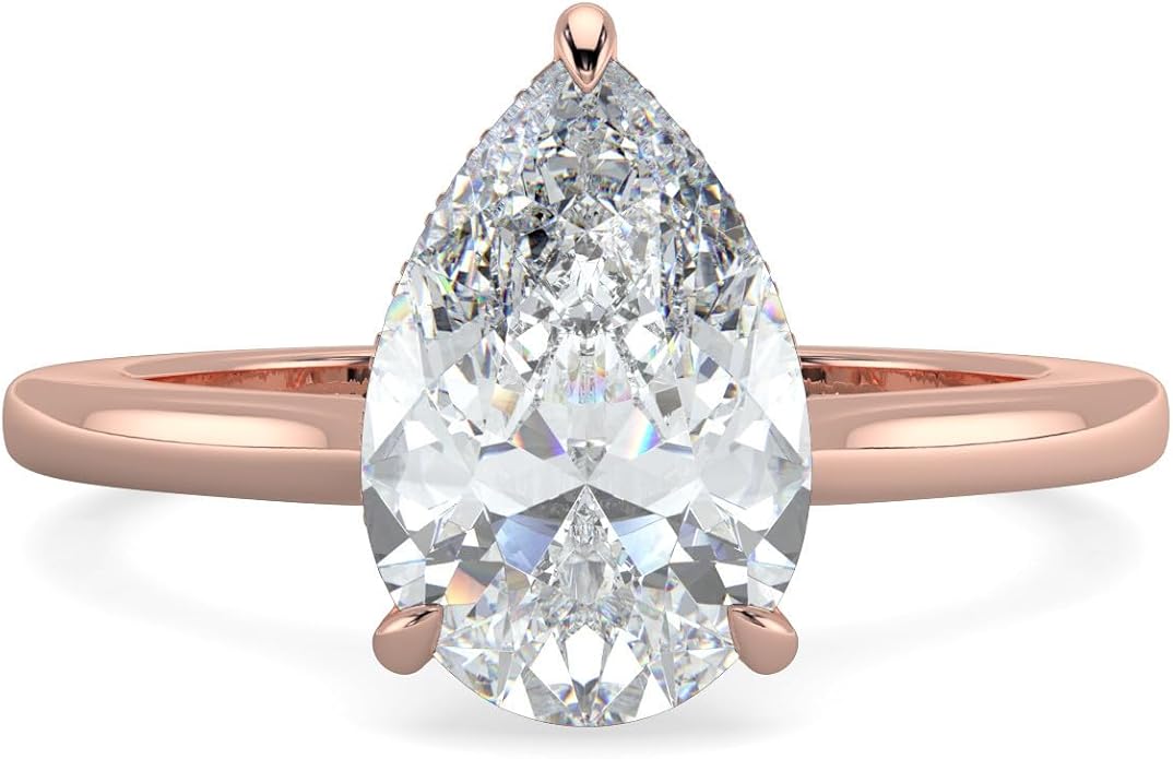 14K and 18K White Yellow and Rose Gold Lab Grown Diamond Solitaire Engagement Ring for Women, 4 Prong Rings for Wedding and Valentine Gift 1 to 2 Carat TW (Color E-F, Clarity VVS-VS)