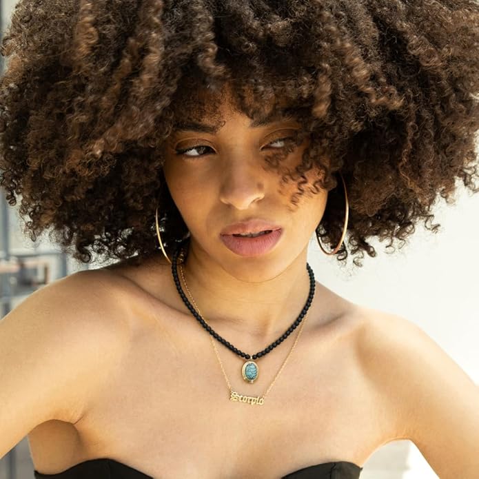 18k Gold Chain Link Necklace for Women, Baroque Pearl/Compass Pendant Necklace