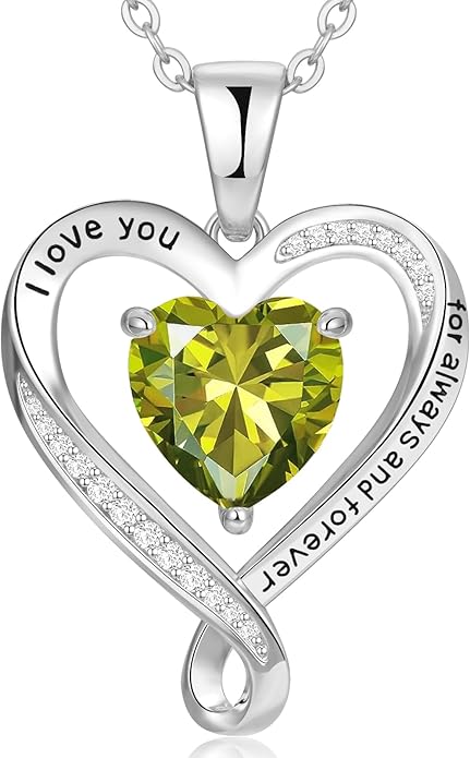 Birthday Gifts for Women Wife Infinity Heart Birthstone I Love You Necklace for Women S925 Sterling Silver Anniversary Wedding Gifts for Christmas Valentines Mothers Day Women's jewelry Diamond Pendant Necklaces Gift for Her Mom Daughter Grandma