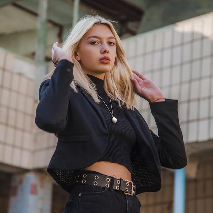 18k Gold Chain Link Necklace for Women, Baroque Pearl/Compass Pendant Necklace