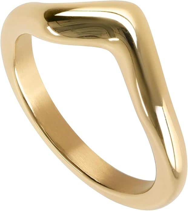 Hey Harper Gold Ring for Women - Gold Plated Stacking Waterproof & Sweatproof Jewerly Ring - Everday Non Tarnish Cute Fashion Circle Rings