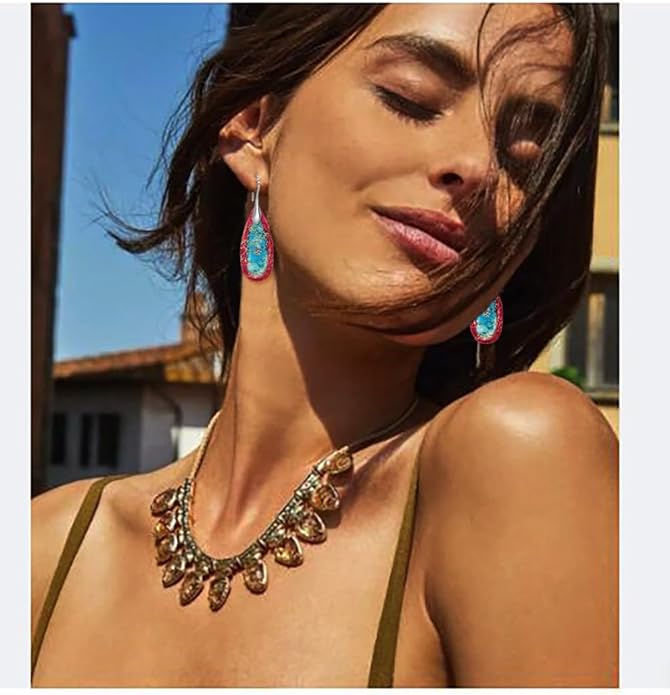 Natural Stone Earrings Waterdrop Stone Dangle Earrings for Women