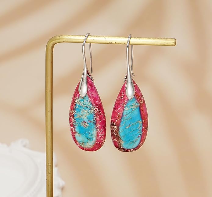 Natural Stone Earrings Waterdrop Stone Dangle Earrings for Women
