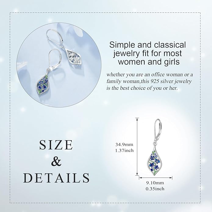 Scottish Thistle/Sunflower/Violet/Daffodil/Orchid Earrings Sterling Silver Flower Dangle Dangling Drop Boho Earrings Jewelry Gifts for Women