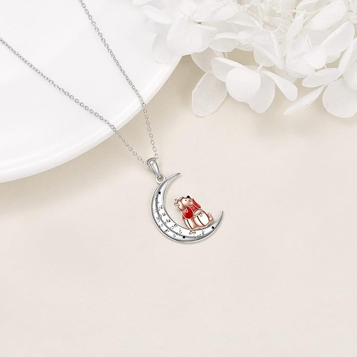 LILALO Bear Necklace Sterling Silver Moon Jewelry with I Love You To the Moon And Back Bear Gifts