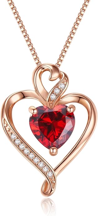 Heart Necklaces for Women 925 Sterling Silver Pendant Necklace Rose Gold Plated White Gold/14K Gold Plated Love Necklace for Her Girlfriend Wife Valentines Day Birthday Women Jewelry 18"+2"