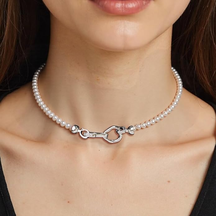 Pearl Necklaces for Women,Charm Choker Necklaces with Natural Freshwater Cultured Pearls,Dainty Pendants Necklaces Daily Wear or Fashion Gift for Women