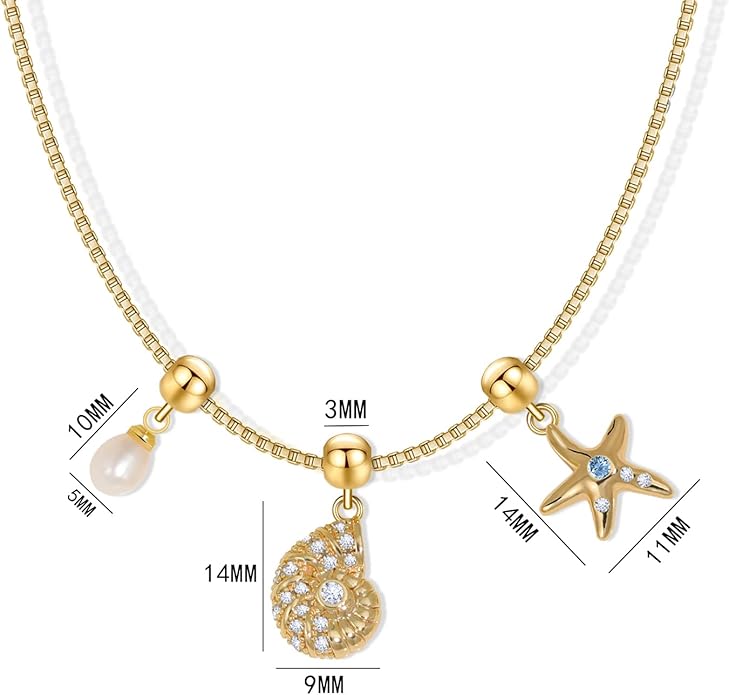 Summer Holiday Necklace,Dainty Chain, Charm Necklace For Women,Cute Cat Charm,Natural Pearls,18k Gold Plated,Choose Your Favorite Charm, Change Easily