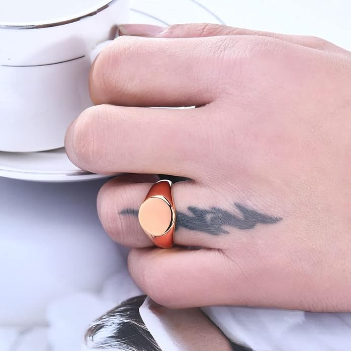 Stainless Steel Round Shape Classical Simple Plain Wedding Engagement Statement Pinky Band Signet Rings for Men Women Size 4-15