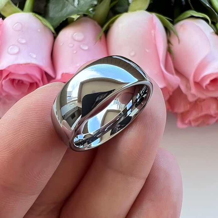 4mm 6mm 8mm 10mm Silver/Gold/White Tungsten Rings for Men Women Couple Fashion Jewelry Anniversary Engagement Wedding Bands Domed Polished I Love You Engraved Comfort Fit