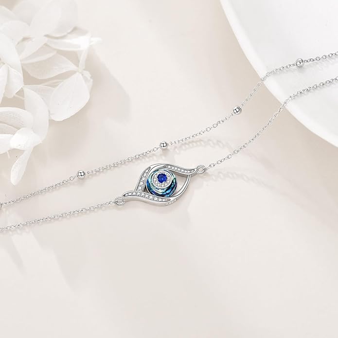 Witches Knot/Double Circle/Dragonfly/Butterfly/Bracelet Sterling Silver Adjustable Charm Bracelet Summer Beach Foot Chain Jewelry for Women Girls Gifts