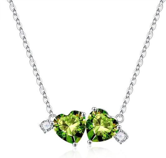 Iefil Double Birthstone Necklace for Women - 0.8CT 925 Sterling Silver Birthstone Necklace, Gifts for Her Wife Girlfriend Mom