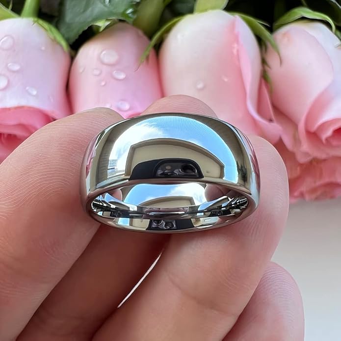 4mm 6mm 8mm 10mm Silver/Gold/White Tungsten Rings for Men Women Couple Fashion Jewelry Anniversary Engagement Wedding Bands Domed Polished I Love You Engraved Comfort Fit