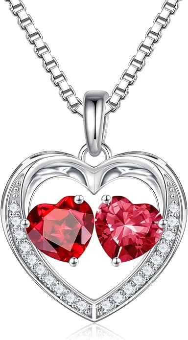 Iefil Birthstone Jewelry for Women - 925 Sterling Silver Birthstone Necklace, Anniversary Birthday Gifts for Women, Jewelry Gifts for Her Wife Mom Daughter