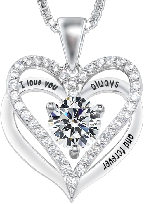 Entwined Souls Necklace - Sterling Silver Double Heart Pendant | Engraved 'I Love You Always and Forever' | Gift for Couples, Anniversary, Wedding