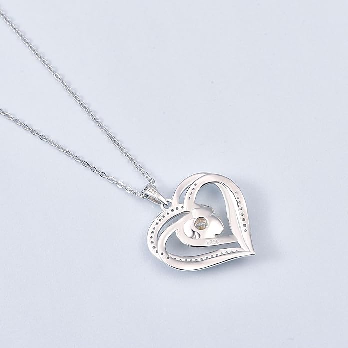 Palpitate Heart Necklaces for Women Forever Love Pendant Necklace Anniversary Valentine's Day Gifts for Lovers Wife Her Mom