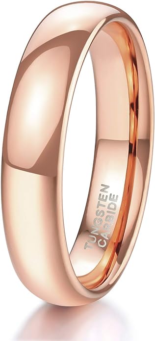 TRUMIUM 2mm 4mm 6mm 8mm Tungsten Wedding Band Ring for Men Women Gold/Rose Gold/Silver Domed High Polish Comfort Fit 4-15