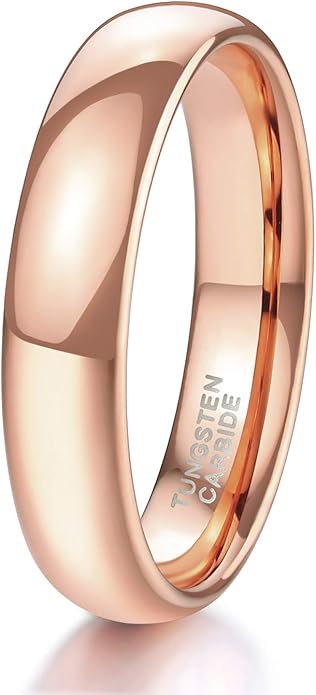 TRUMIUM 2mm 4mm 6mm 8mm Tungsten Wedding Band Ring for Men Women Gold/Rose Gold/Silver Domed High Polish Comfort Fit 4-15