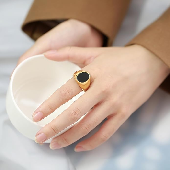 Stainless Steel Round Shape Classical Simple Plain Wedding Engagement Statement Pinky Band Signet Rings for Men Women Size 4-15