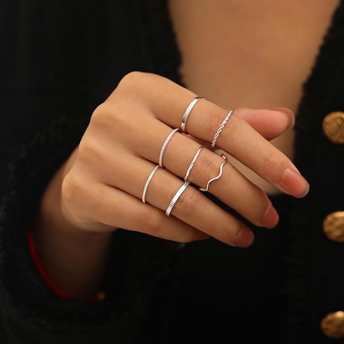 WFYOU 10 Pcs 1-2mm 18K Gold Plated Simple Rings for Women Band Knuckle Stacking Midi Rings Elegant Classic Minimalist Rings Comfort Fit