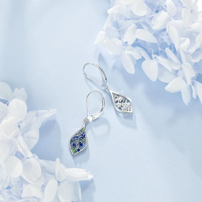 Scottish Thistle/Sunflower/Violet/Daffodil/Orchid Earrings Sterling Silver Flower Dangle Dangling Drop Boho Earrings Jewelry Gifts for Women