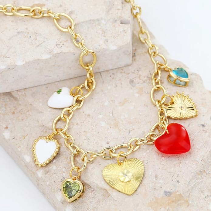 Charm Necklace for Women Gold Evil Eye Sun Moon Flower Coin Pendant Necklace Dainty Paperclip Chain Vintage Luck Amulet Choker Necklaces Celestial Jewelry Gift