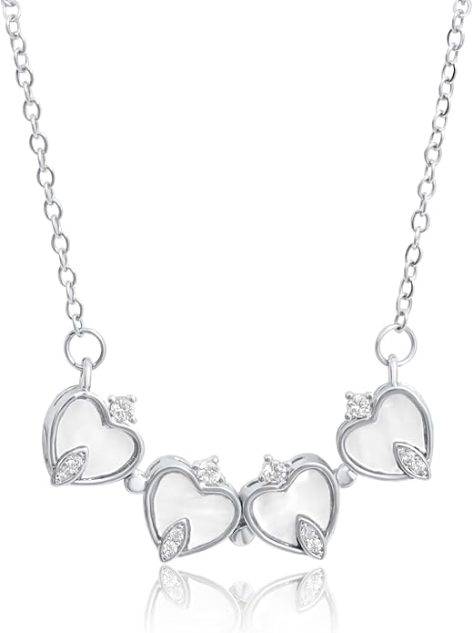 18K Gold Stainless Steel Gold Plated Necklace with Clove Hearts Charm - Can Be Worn Two Ways (Elegant A)