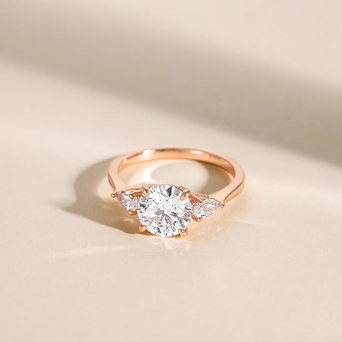 EAMTI 2CT 925 Sterling Silver Engagement Rings for Women Round Cut 3-Stone Promise Rings for Her Cubic Zirconia CZ Wedding Bands Size 3-11