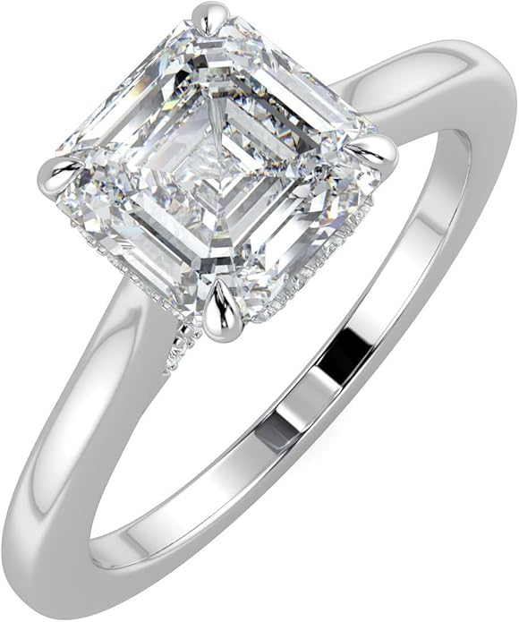 14K and 18K White Yellow and Rose Gold Lab Grown Diamond Solitaire Engagement Ring for Women, 4 Prong Rings for Wedding and Valentine Gift 1 to 2 Carat TW (Color E-F, Clarity VVS-VS)