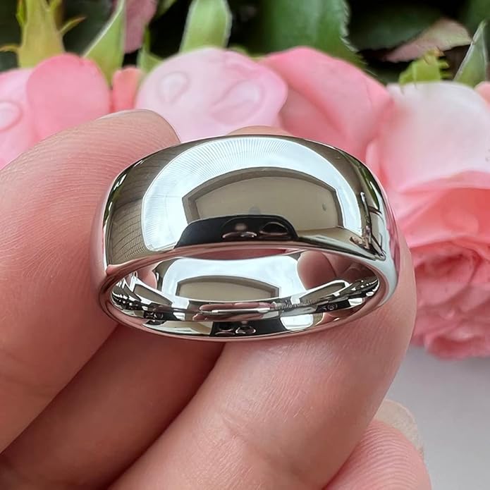 4mm 6mm 8mm 10mm Silver/Gold/White Tungsten Rings for Men Women Couple Fashion Jewelry Anniversary Engagement Wedding Bands Domed Polished I Love You Engraved Comfort Fit