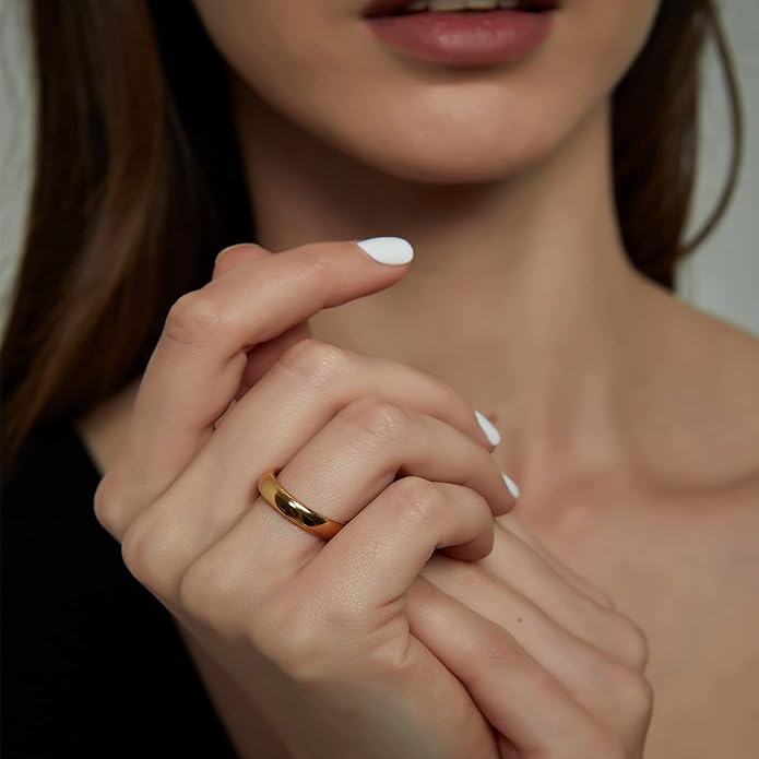 TRUMIUM 2mm 4mm 6mm 8mm Tungsten Wedding Band Ring for Men Women Gold/Rose Gold/Silver Domed High Polish Comfort Fit 4-15