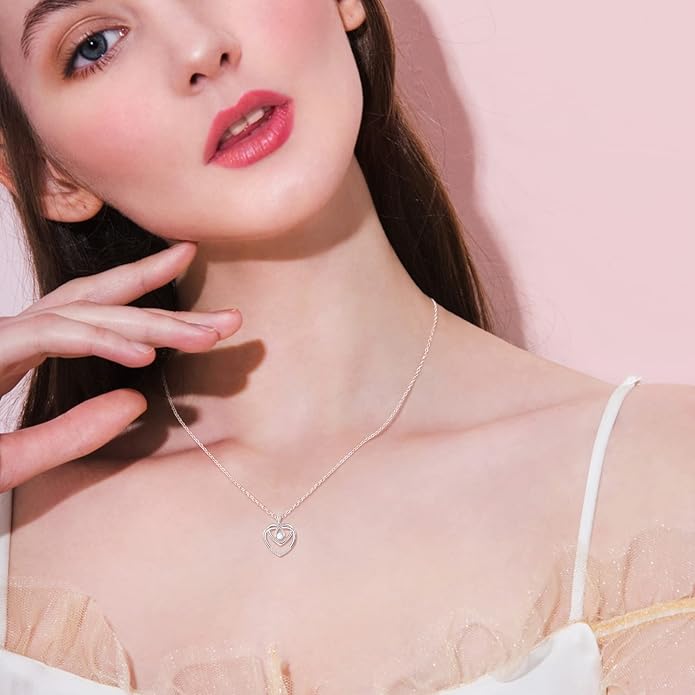 Palpitate Heart Necklaces for Women Forever Love Pendant Necklace Anniversary Valentine's Day Gifts for Lovers Wife Her Mom