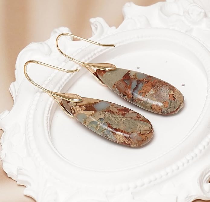 Natural Stone Earrings Waterdrop Stone Dangle Earrings for Women